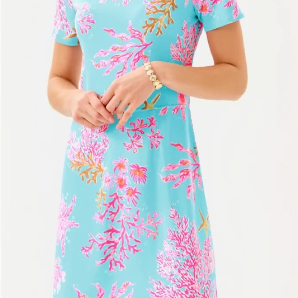 NWT Lilly Pulitzer Sz Small Bray Dress UPF 50+ Multi Royal Coral Blue Pink